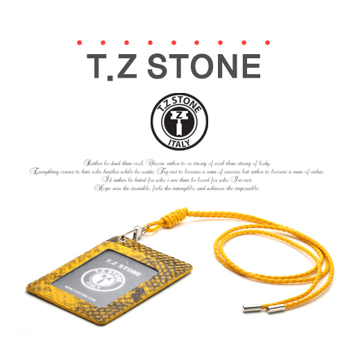 티지스톤-TZ1D209 뱀피 옐로우 목걸이형 카드지갑(투명창)